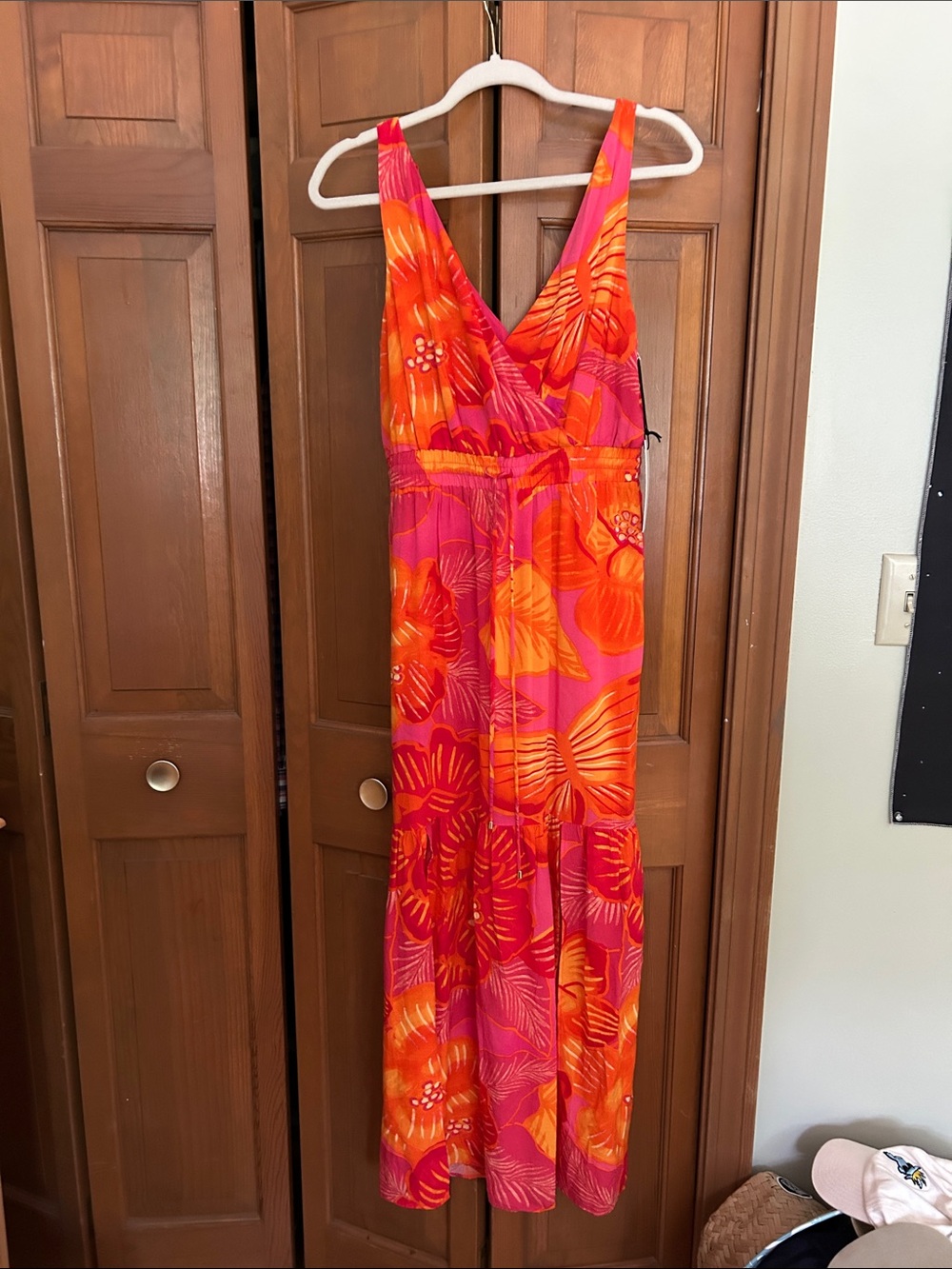 Rachel Zoe Hot Pink & Orange Striped Maxi Dress